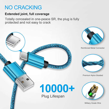 Quick Charge 3.0 Fast Charger for Samsung Galaxy S24 S23 S22 S21 Ultra S20 S10E S10 A15 A54 A03S A23 A13 A14 A53 A12 A32 A21 A51 S9 S8 Note 20,Fast Charging Block Wall Car Charger+3Ft 6FT USB C Cable