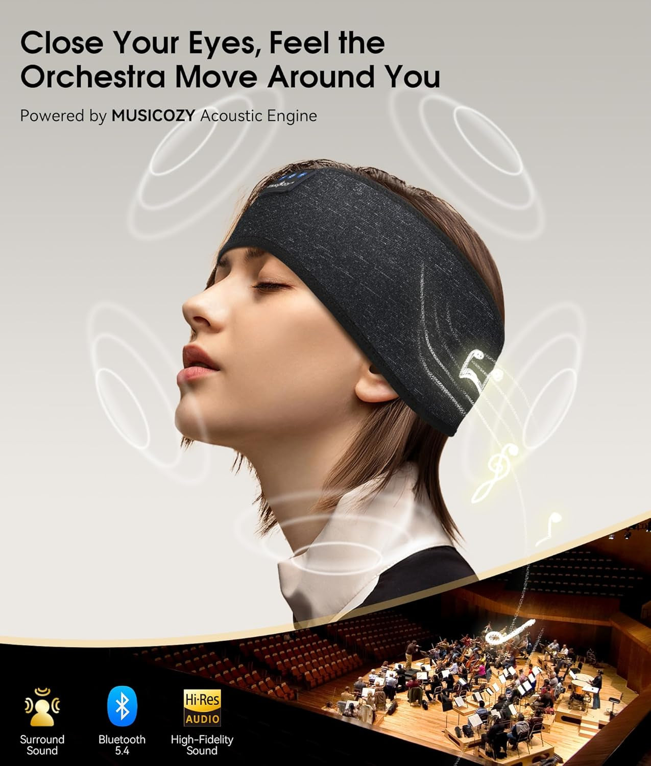 Sleep Headphones Bluetooth 5.4 Headband, Wireless Earphones Music Sleep Earbuds Sleeping Eye Mask with HD Stereo Speakers for Workout Running Travel Yoga, Ideal Gifts for Men Women Mom Dad