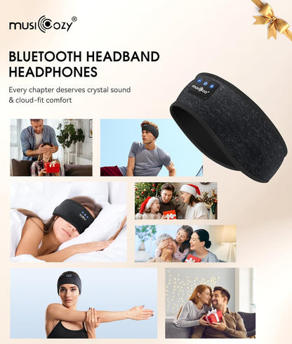 Sleep Headphones Bluetooth 5.4 Headband, Wireless Earphones Music Sleep Earbuds Sleeping Eye Mask with HD Stereo Speakers for Workout Running Travel Yoga, Ideal Gifts for Men Women Mom Dad
