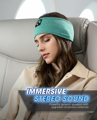 Sleep Headphones Wireless, Bluetooth Sports Headband Headphones with Ultra-Thin HD Stereo Speakers Perfect for Sleeping,Workout,Jogging,Yoga,Insomnia, Air Travel, Meditation (Green)