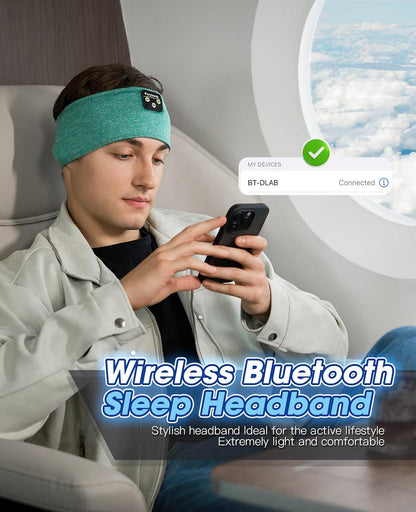Sleep Headphones Wireless, Bluetooth Sports Headband Headphones with Ultra-Thin HD Stereo Speakers Perfect for Sleeping,Workout,Jogging,Yoga,Insomnia, Air Travel, Meditation (Green)