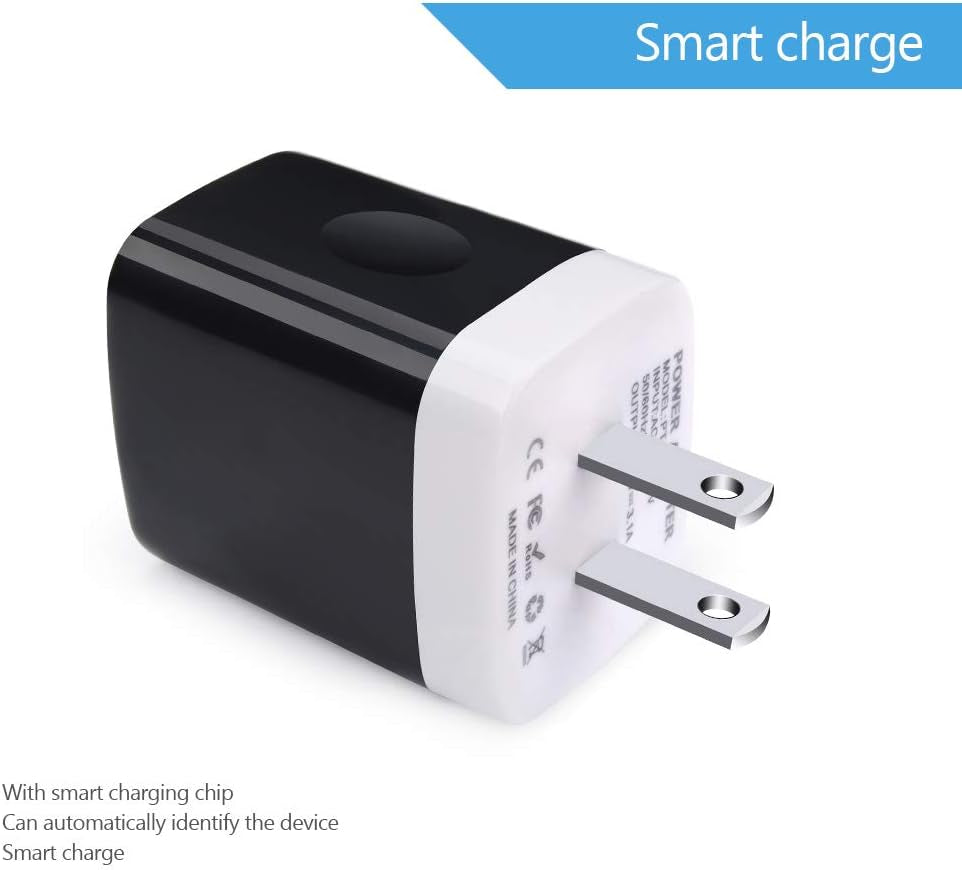 Wall Charger Plug,  USB Plug Wall, 3Multiport Home Charger Station Cube Box Charger Outlet Base Brick Block Replacement for Iphone, Ipad, and Iwatch Charger Plug (Black)