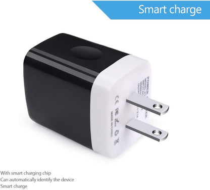 Wall Charger Plug,  USB Plug Wall, 3Multiport Home Charger Station Cube Box Charger Outlet Base Brick Block Replacement for Iphone, Ipad, and Iwatch Charger Plug (Black)