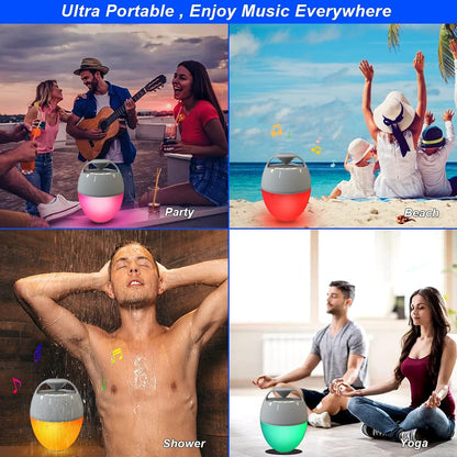 Floating Pool Speaker with Lights, Portable Bluetooth IP68 Waterproof Hot Tub Speaker for Outdoor Sports Home Party, Louder Volume, Rich Bass, Mic, 82Ft Wireless Range