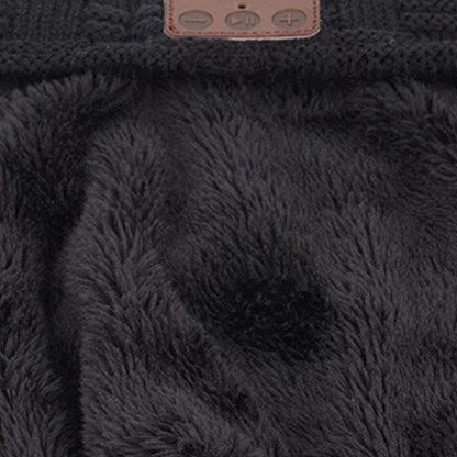Wireless Bluetooth Beanie Hat Headphone Winter Warm Soft Knit Cap with Wireless Headphone Speaker Mic Hands Free for Iphone Android Cell Phones Black